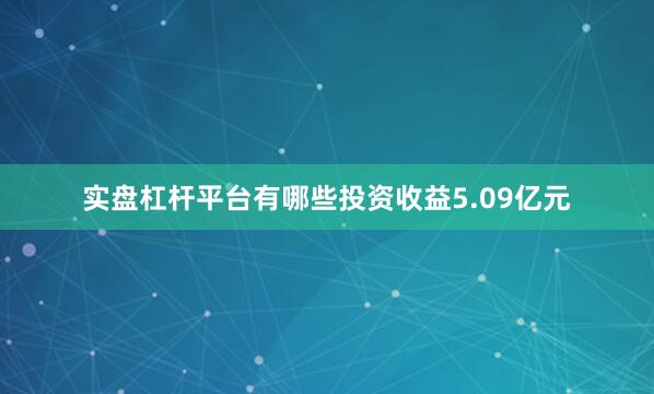 实盘杠杆平台有哪些投资收益5.09亿元